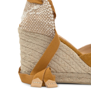 Sandalia de cuña Bailey en algodón orgánico lavado y cierre de cintas