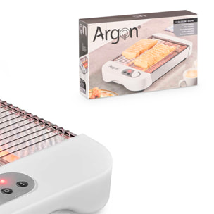 Tostapane piatto bianco con 600W, vassoio estraibile raccogli briciole e 6 intensità.