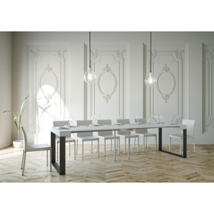 Console extensible 90x40/300 cm Elettra Frêne Blanc cadre Anthracite