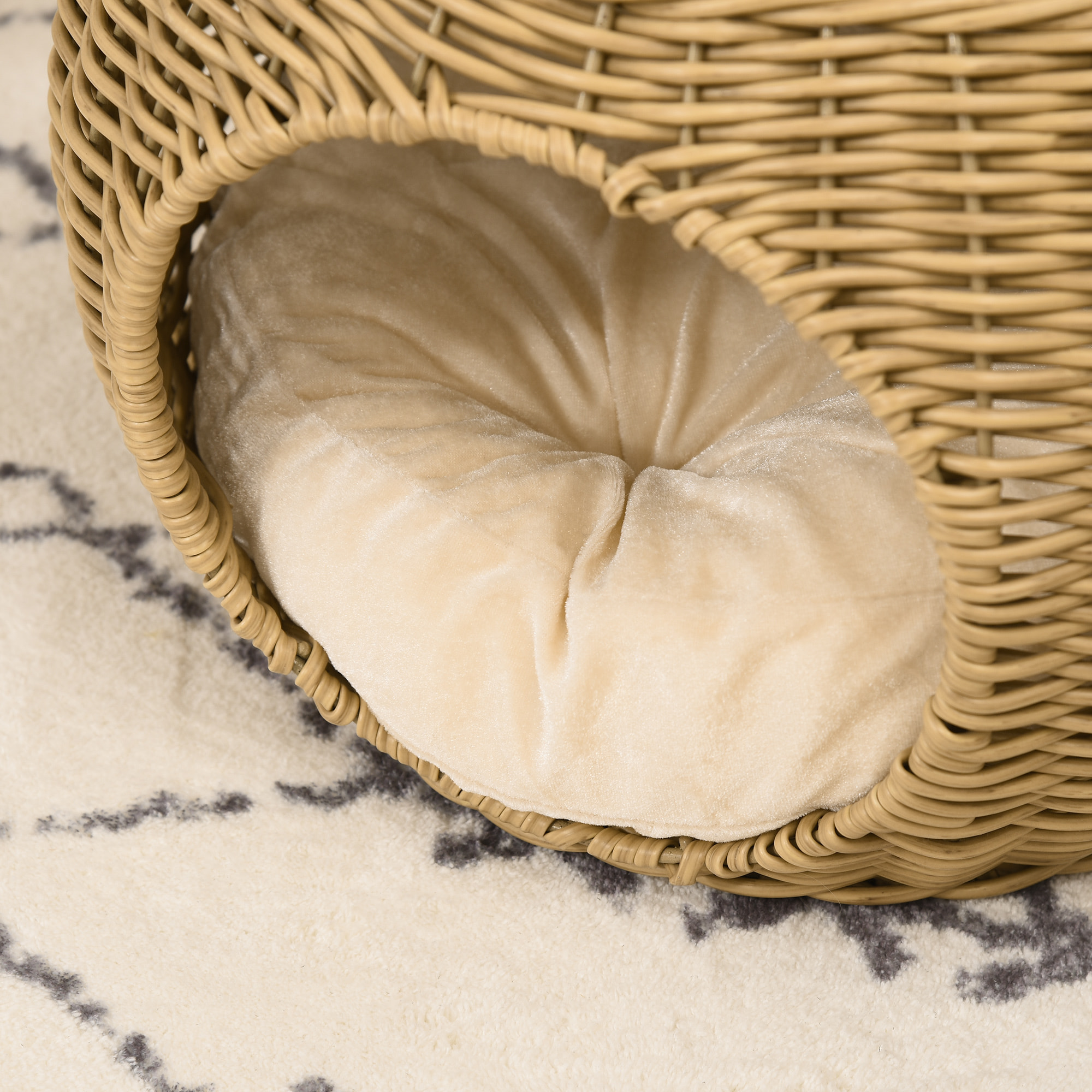 Panier chat lit chat cosy grand confort dim. Ø 40 x 30H cm coussin moelleux inclus polyester résine beige