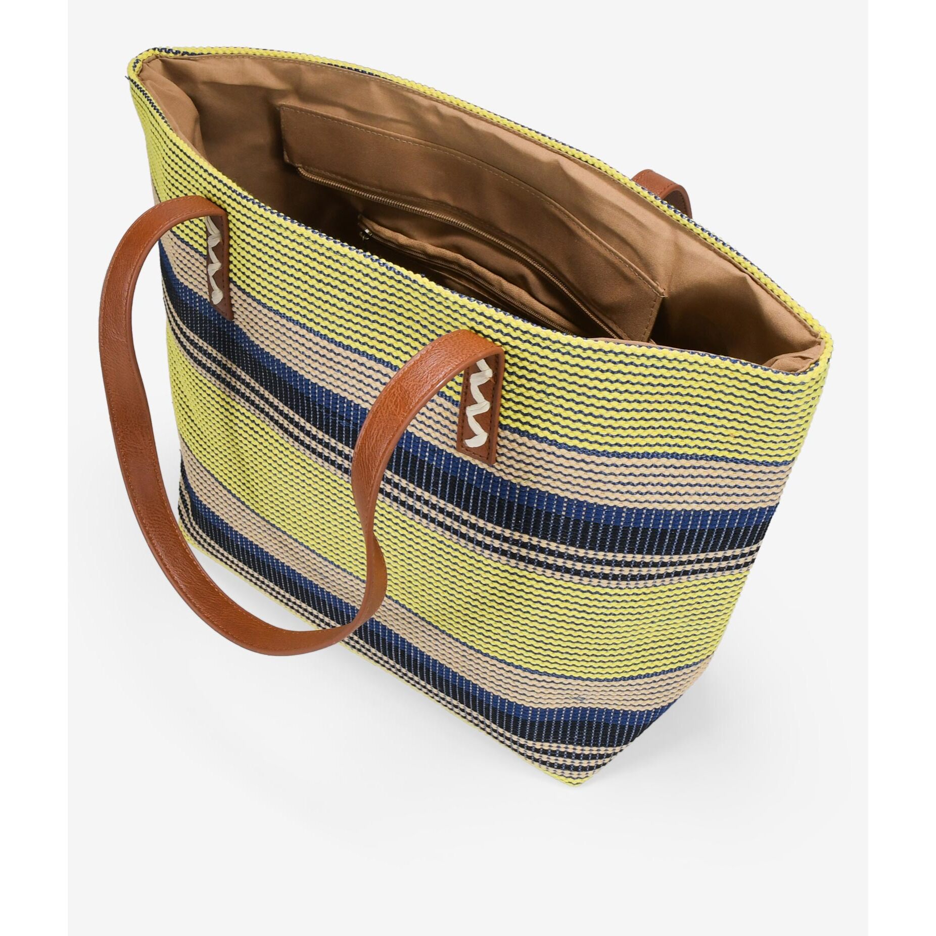 Bolso de hombro azul  en rafia con cremallera