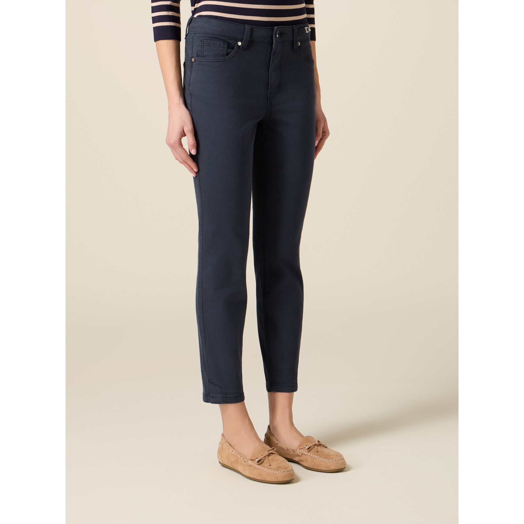 Oltre - Pantalones skinny con cadena metálica - Azul