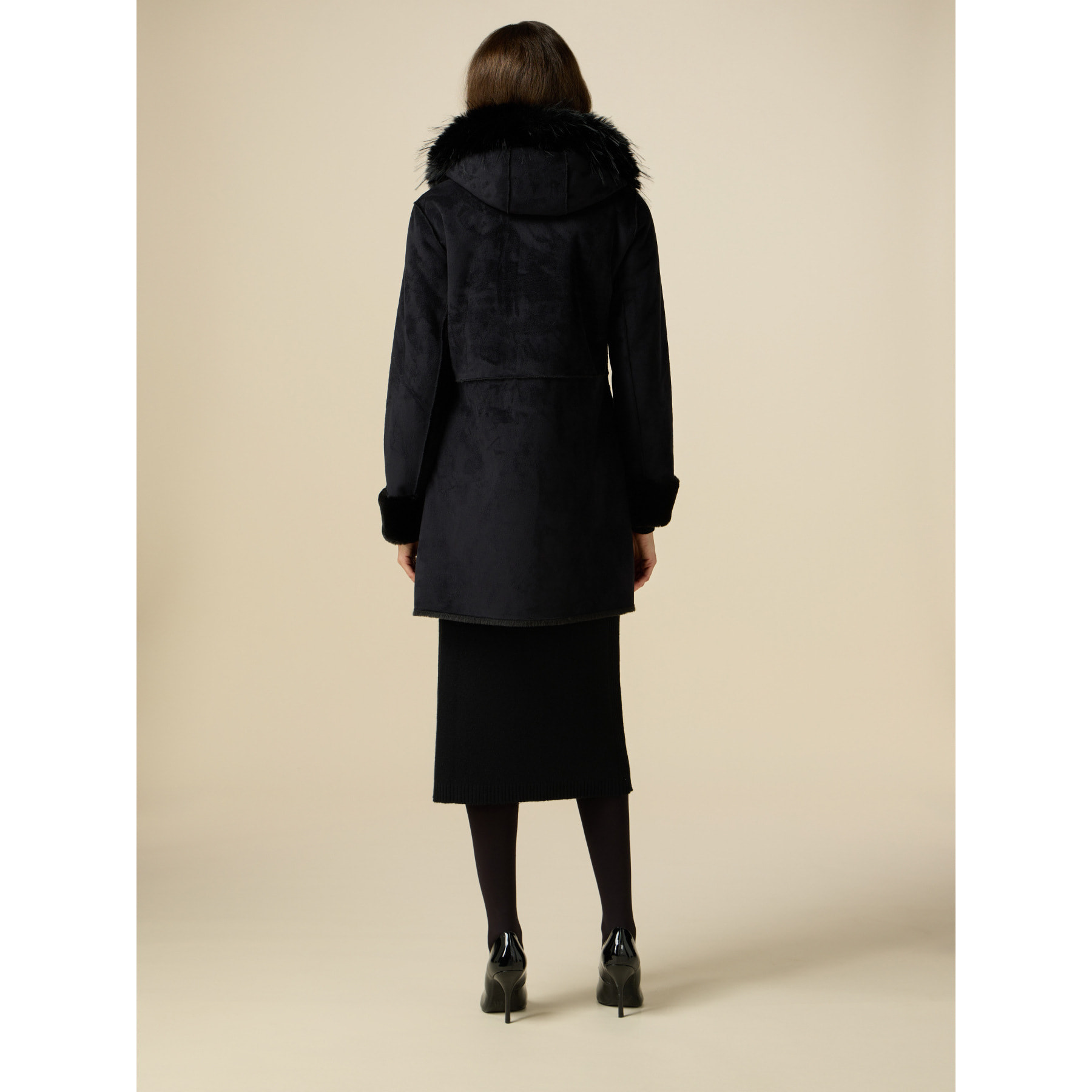 Oltre - Piel de carnero sintética midi - Negro