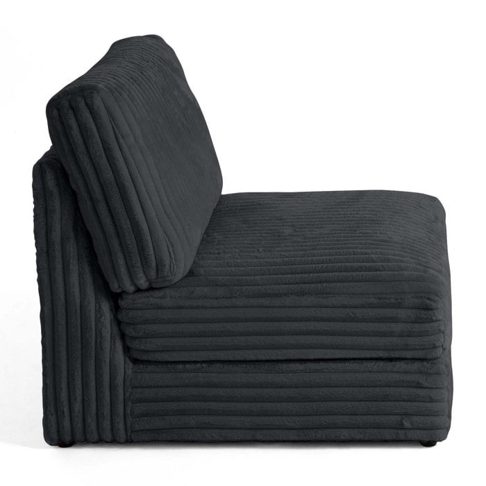 Jasper - module d'assise - en fausse fourrure côtelée - Gris Anthracite