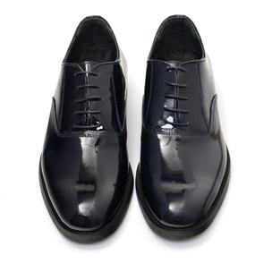 Francsesine stringate in vernice con fondo in cuoio antiscivolo Blu