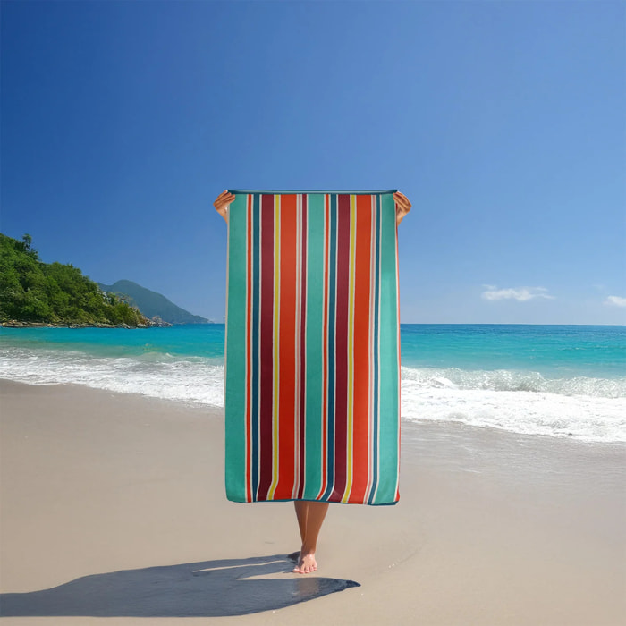 Serviette de plage éponge velours Jacquard - Capsud - 100x175cm - 470g/m²