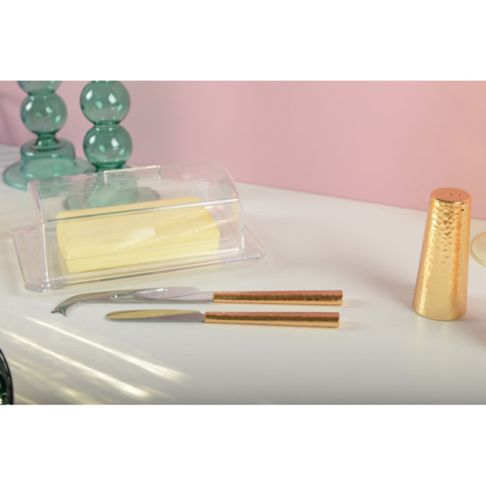 Set de 2 couteaux à fromage martelés dorés