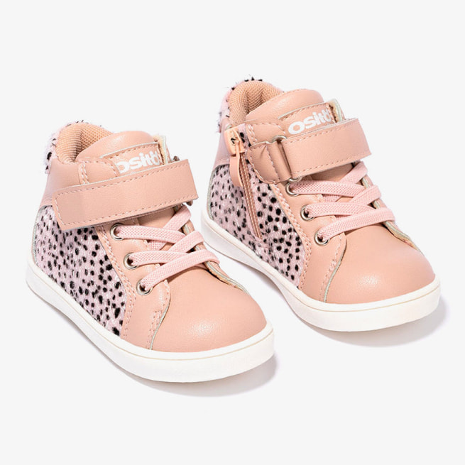 Zapatillas Altas de Bebés con Estampado Animal en Rosa