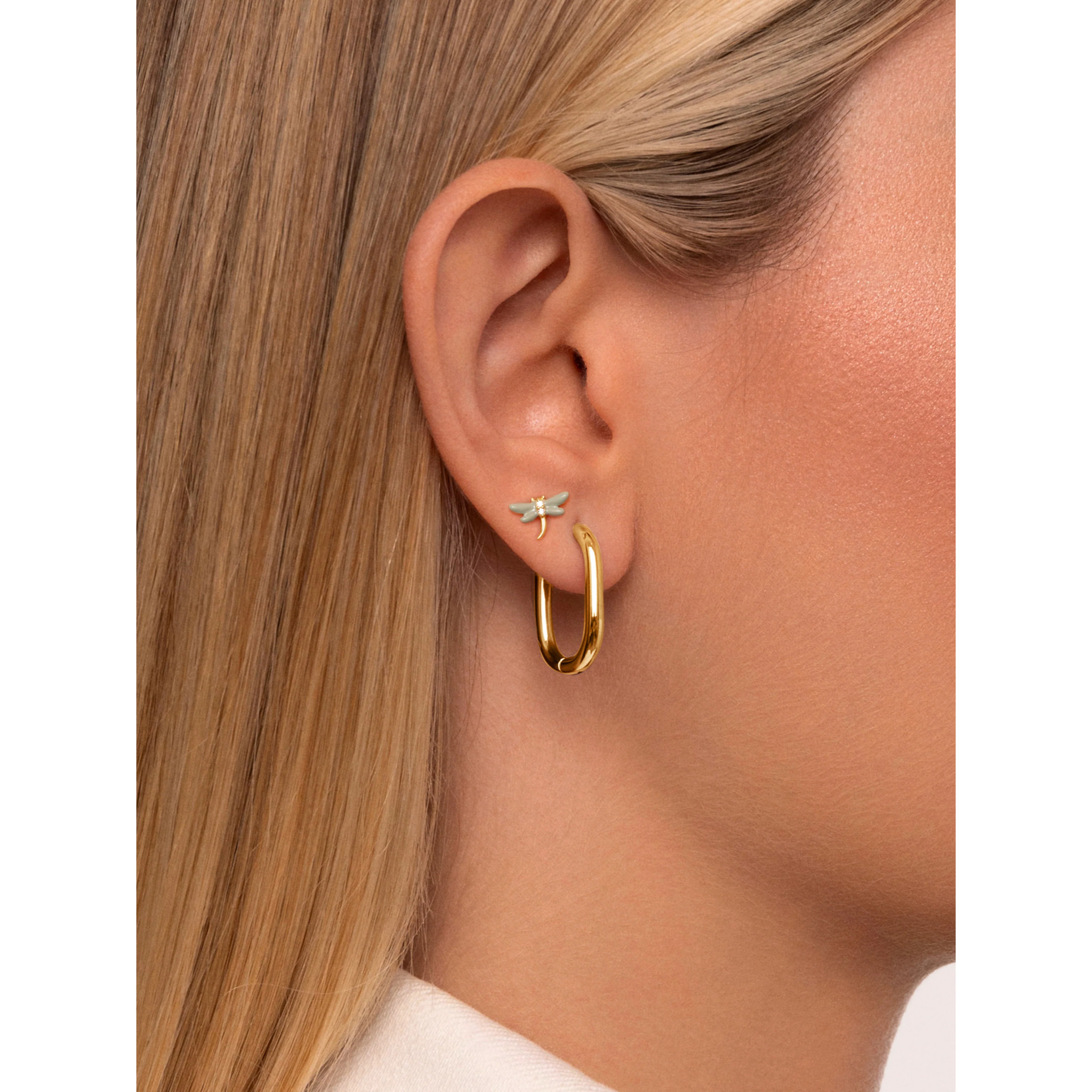 Orecchino Dragon-fly Argento Placcato Oro