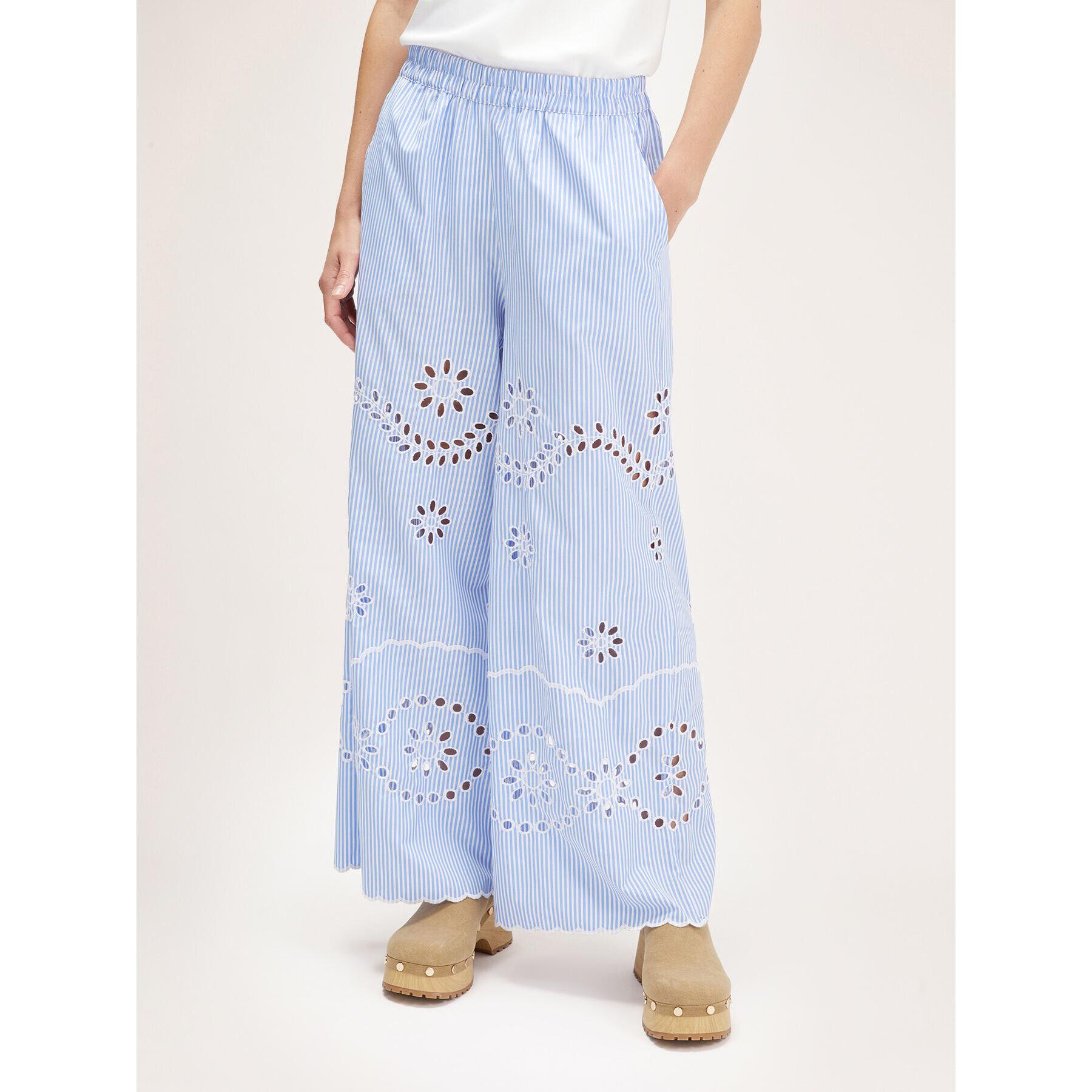 Motivi - Pantalones cropped de sankt gallen a rayas - Light - blue