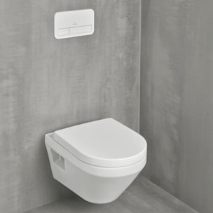 Pack WC suspendu sans bride Villeroy & Boch Architectura Twistflush [e³] rond + bâti-support ViConnect + plaque chrome mat