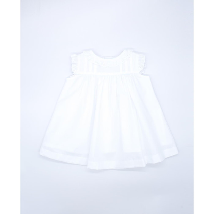 Vestido tira bordada popelín blanco