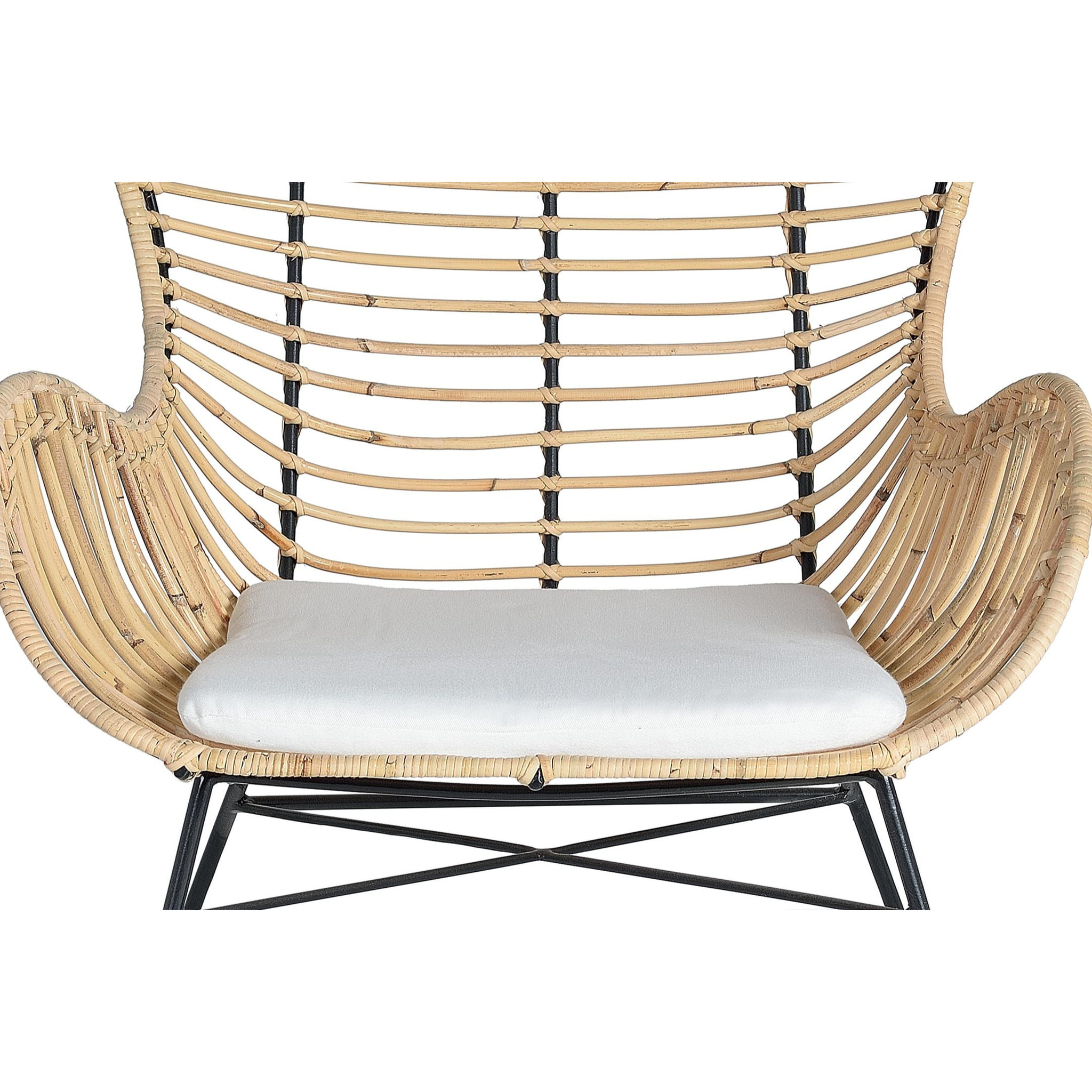 Sillón de Rattan Natural 70 Cm Estilo Mediterráneo