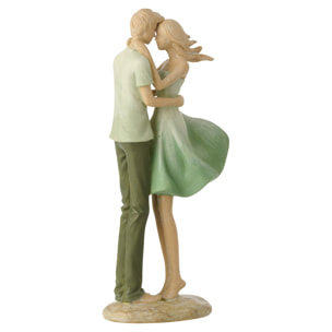 J-Line décoration Couple Homme + Femme - polyrésine - vert/écru