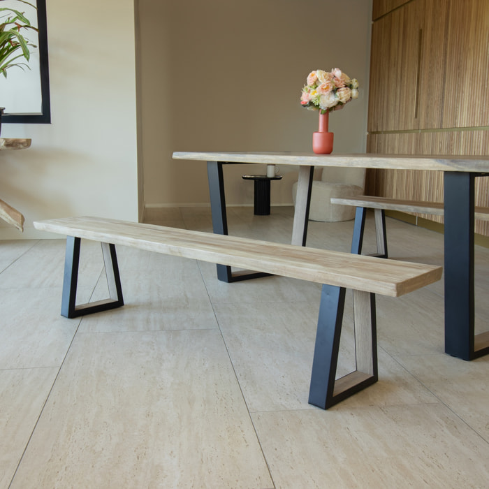Lot de 2 bancs en bois d'acacia 180cm HERA