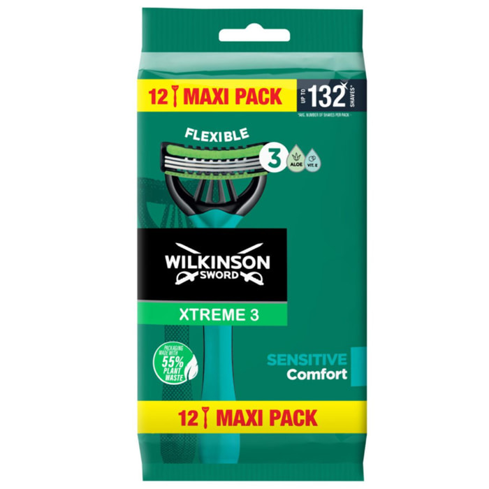 Pack de 2 - Wilkinson Sword Xtreme 3 Sensitive Rasoirs Jetables pour Hommes x12