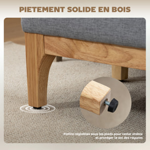 Banquette coffre de rangement 2 en 1 style scandinave dim. 110L x 39l x 45H cm tissu gris