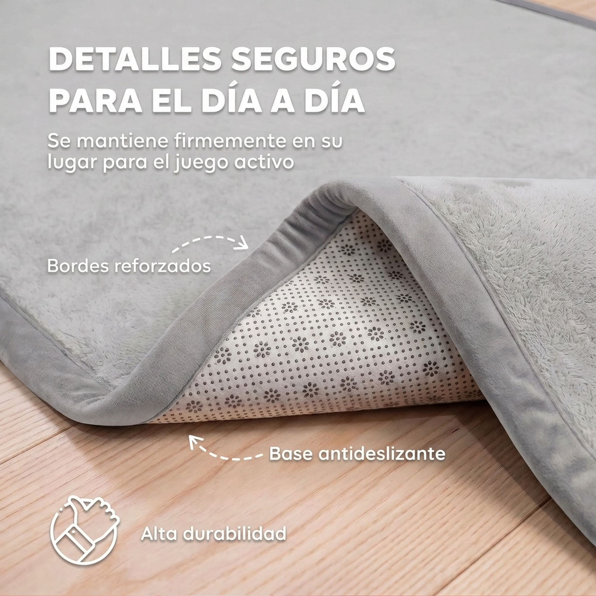 AIYAPLAY Alfombra Bebés Acolchada, 180x150 cm, Espuma de 3 cm, Colchoneta de Juegos, Franela Suave, Antideslizante, Resistente al Agua y Fácil de Limpiar, Gris Claro