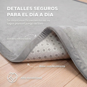AIYAPLAY Alfombra Bebés Acolchada, 180x150 cm, Espuma de 3 cm, Colchoneta de Juegos, Franela Suave, Antideslizante, Resistente al Agua y Fácil de Limpiar, Gris Claro