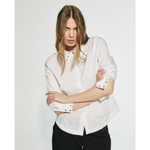 Camicia in Popeline Attillata con Borchie