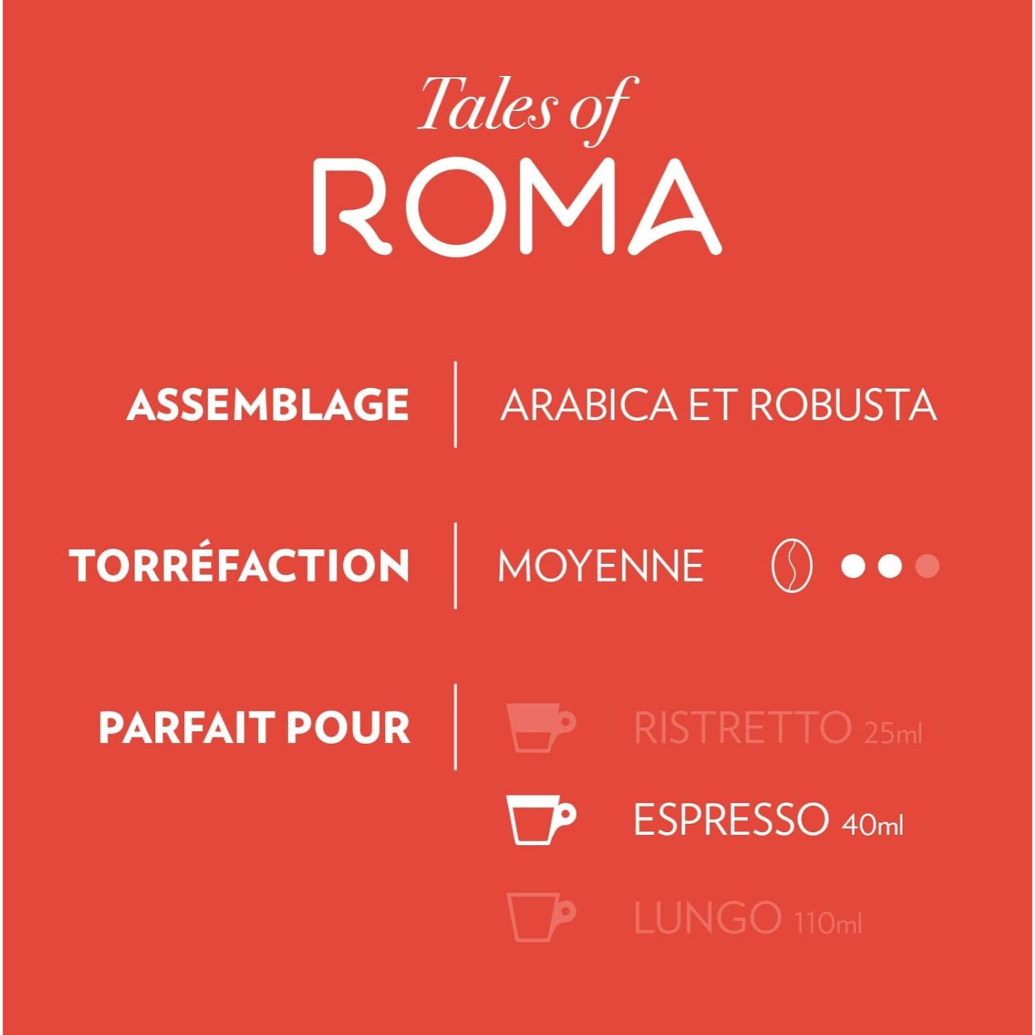 Café Tales Of Roma x10.  Capsules compatibles Nespresso en aluminium
