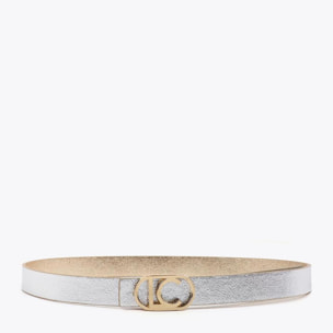 Cintura reversibile con fibbia ovale con logo