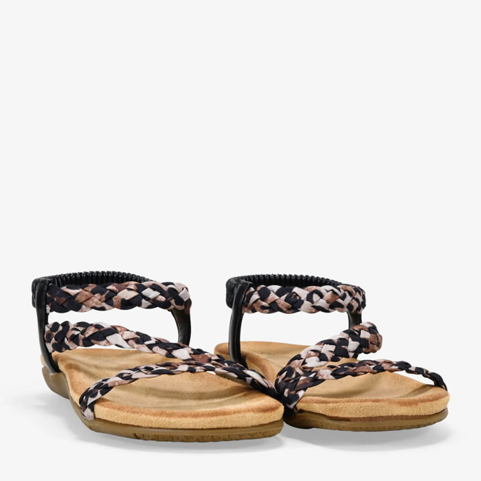 Sandalias trenzadas de leopardo