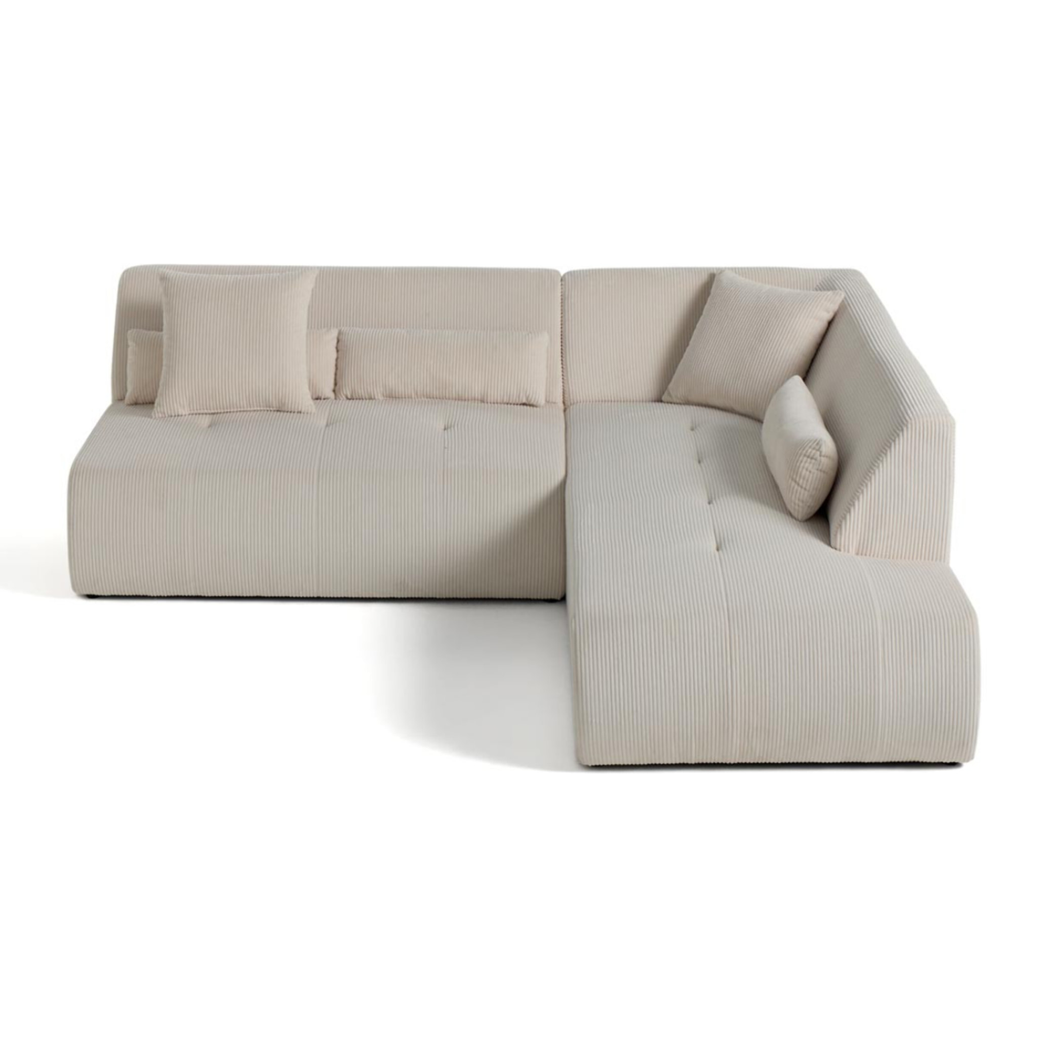 Onyx - canapé modulable d'angle droit - 5 places - en velours côtelé - Beige