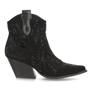 Botines cowboy con brillantes y tacón