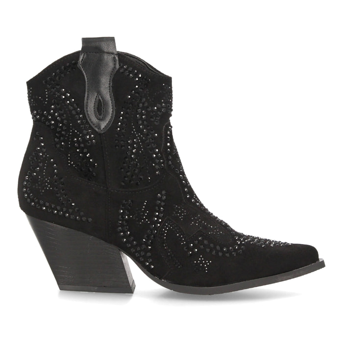 Botines cowboy con brillantes y tacón