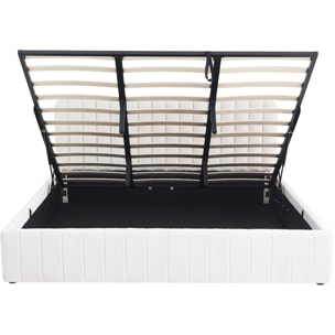 Lit coffre avec tête de lit en tissu bouclé - AVA