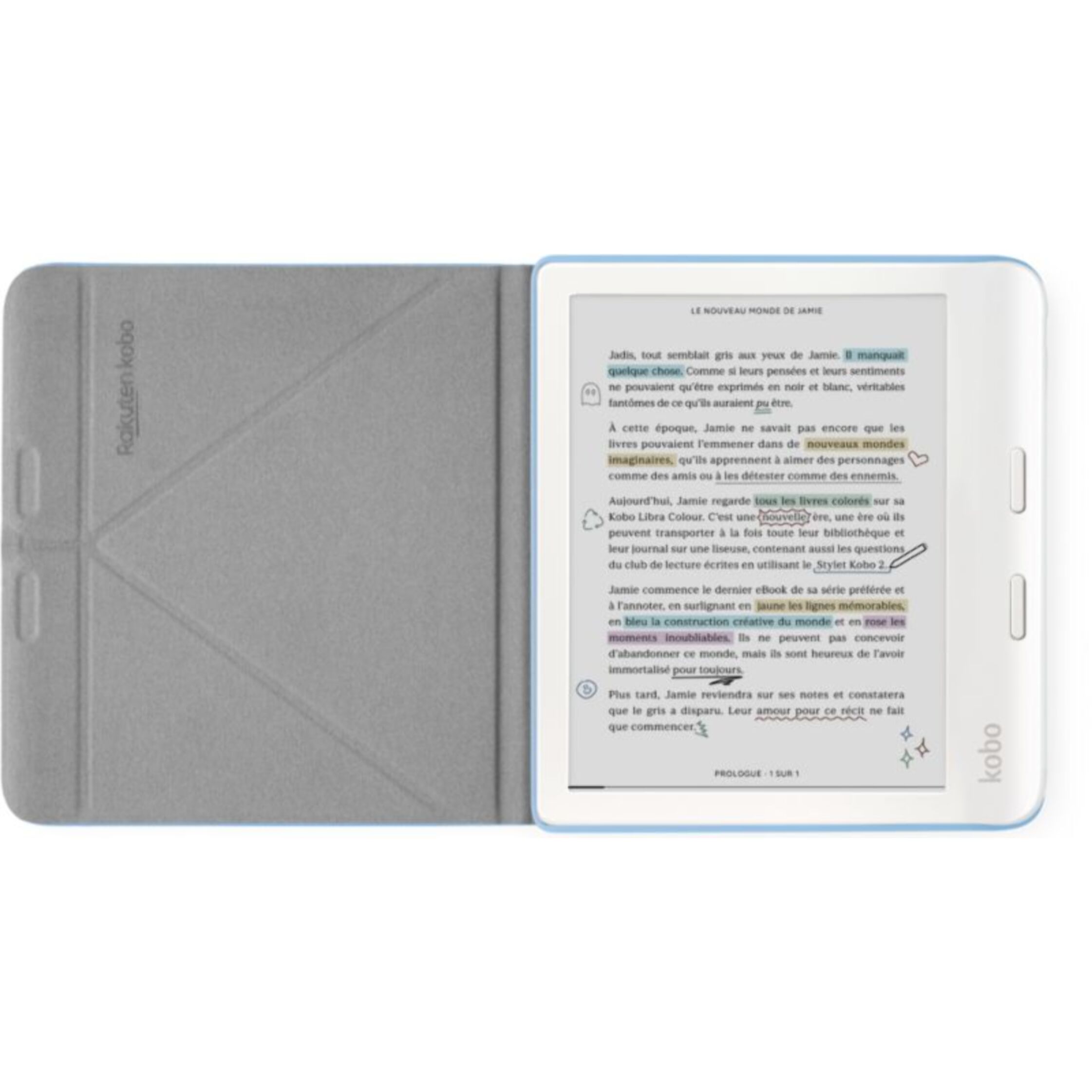 Pochette KOBO Libra Colour Sleepcover Bleu