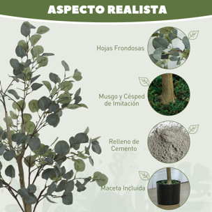 Planta Artificial Decorativa Grande 150 cm Eucalipto Artificial Árbol Sintético de Interior con 230 Hojas Decoración para Hogar Oficina Balcón Dormitorio Verde