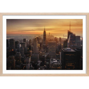Affiche paysage manhattan's light Affiche + cadre en bois - Chêne