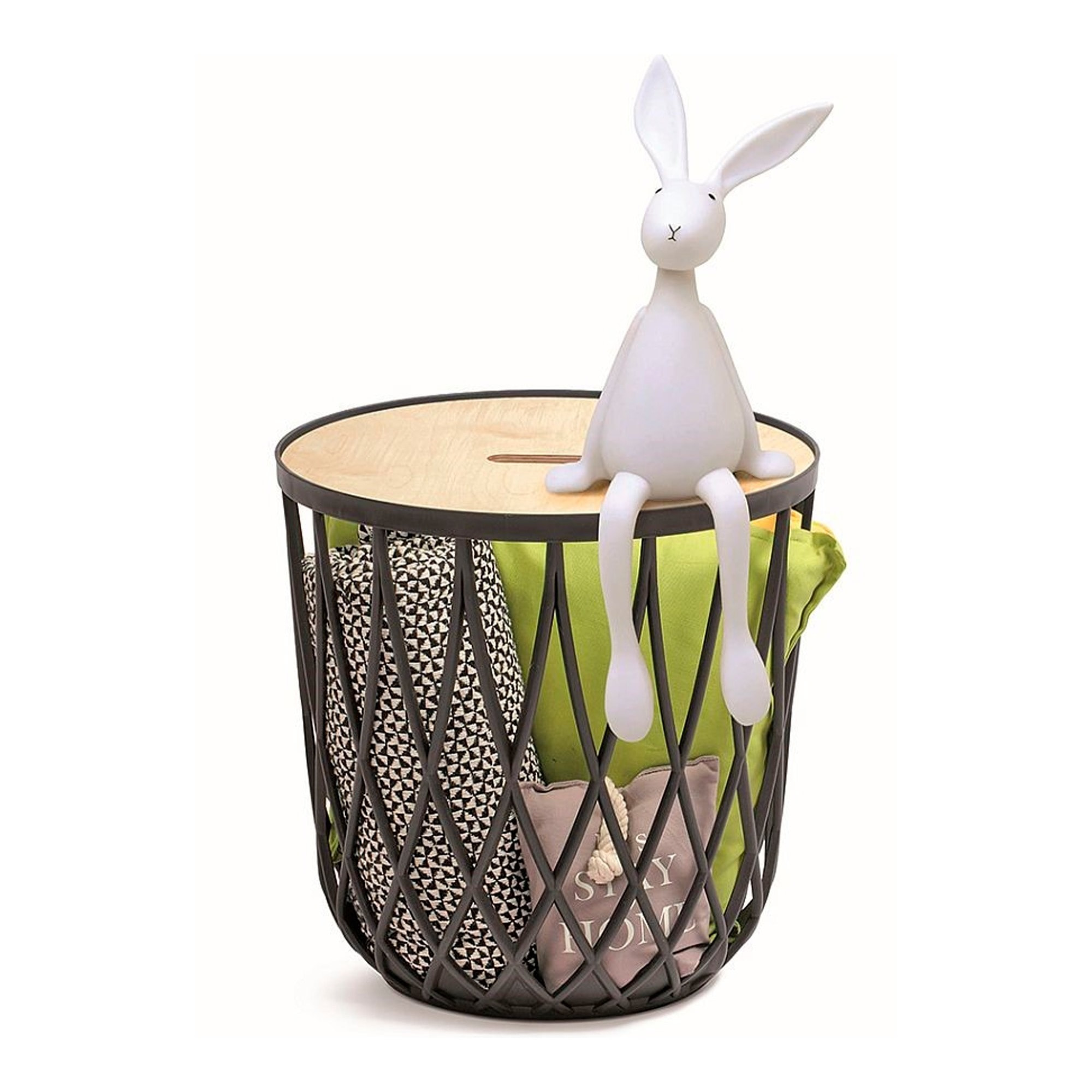 Set de 3 cestas multifuncionales 55l (con tapa de madera) + 2x35l prosperplast uniqubo de plastico en color antracita
