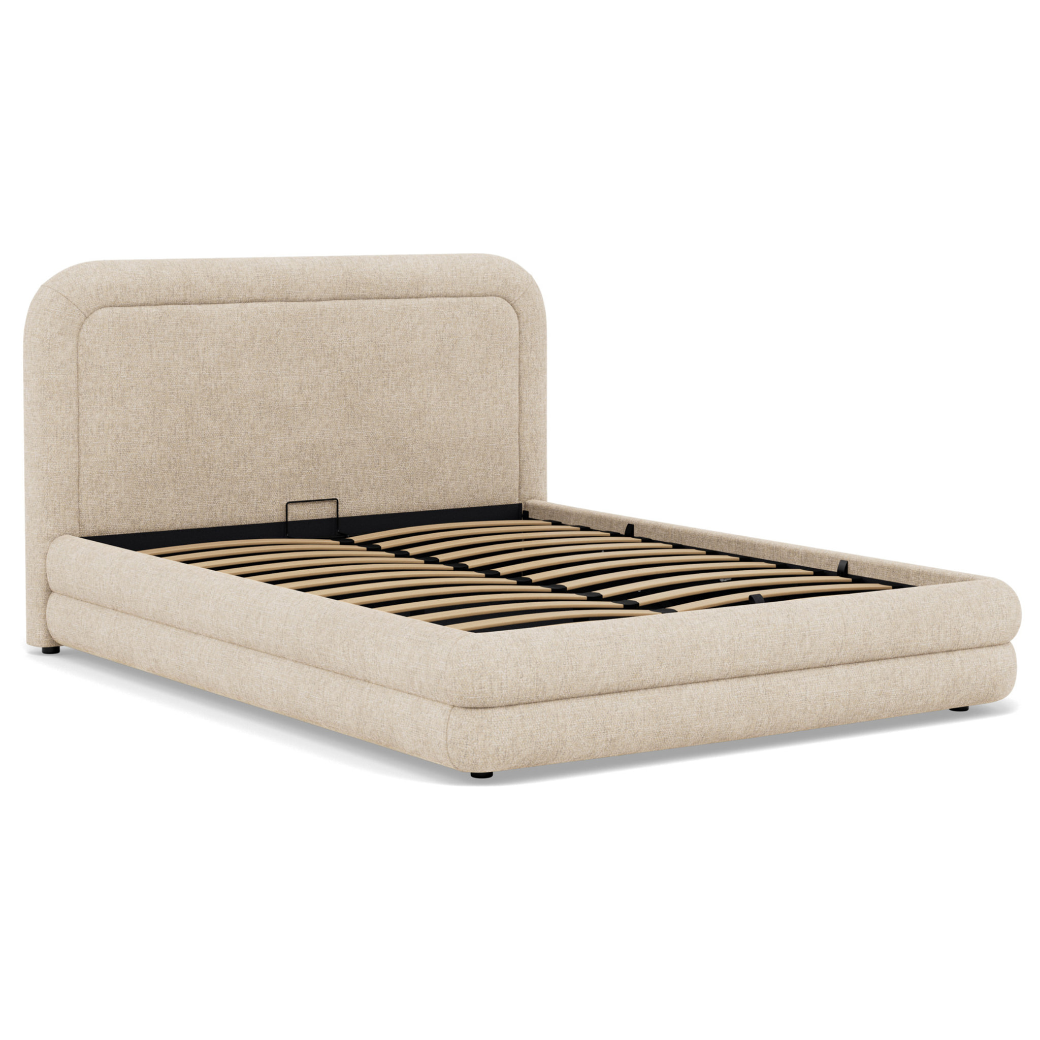 Babel - lit coffre - 160x200 cm - en velours texturé - sommier inclus - Beige