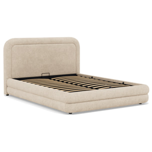 Babel - lit coffre - 160x200 cm - en velours texturé - sommier inclus - Beige