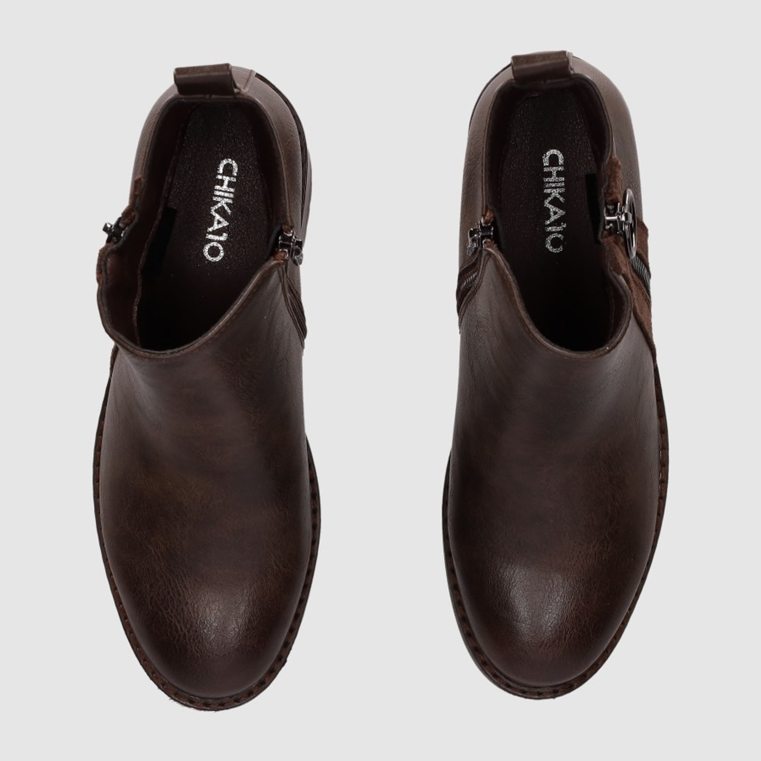 Botines de Piel Sintética - Marron - Tacón: 6 cm