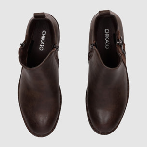 Botines de Piel Sintética - Marron - Tacón: 6 cm