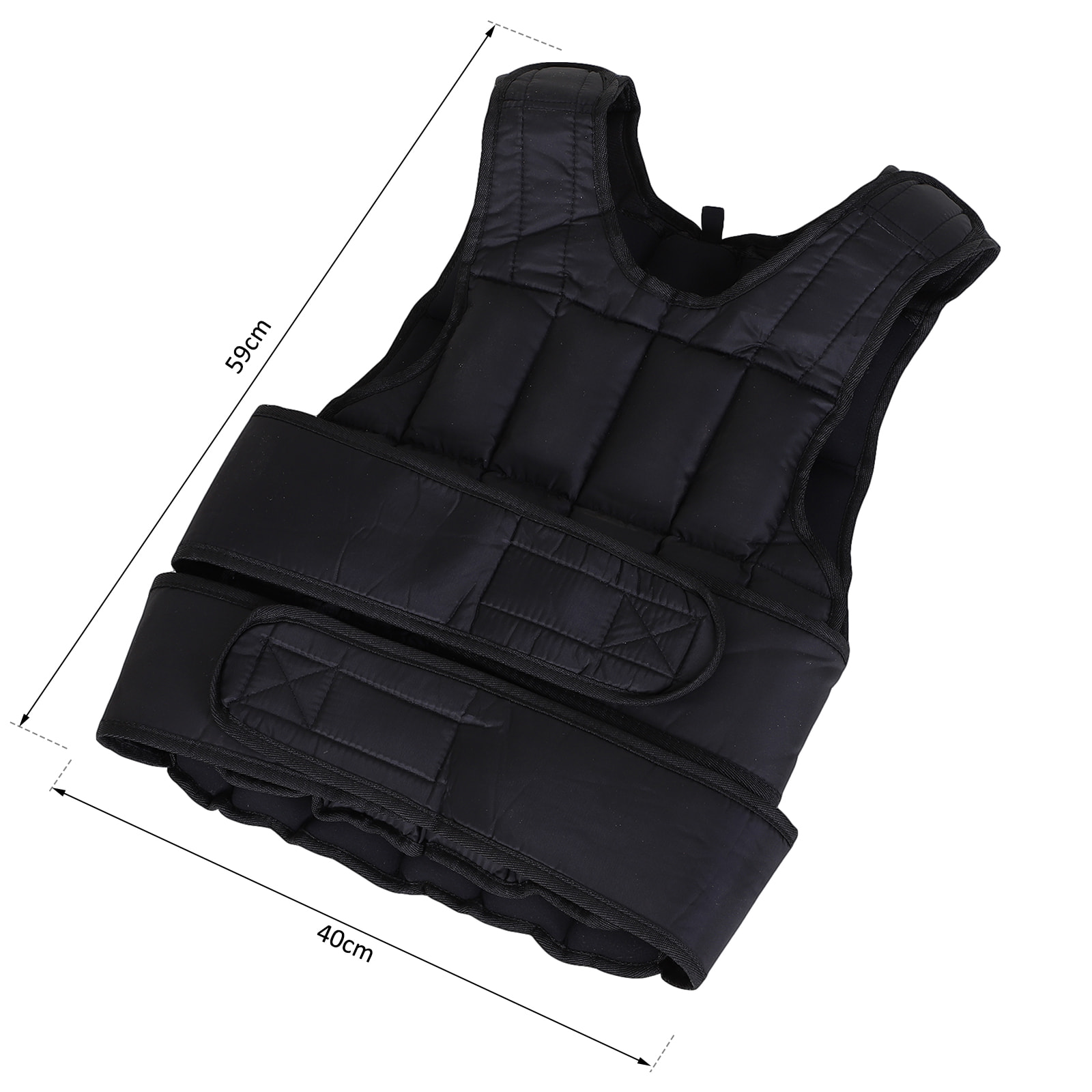 Gilet lesté réglable veste lestée 20 Kg max. poids amovibles entrainement musculation exercice boxe oxford noir