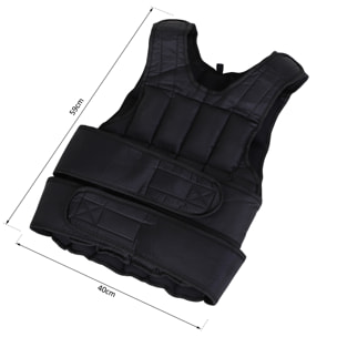 Gilet lesté réglable veste lestée 20 Kg max. poids amovibles entrainement musculation exercice boxe oxford noir