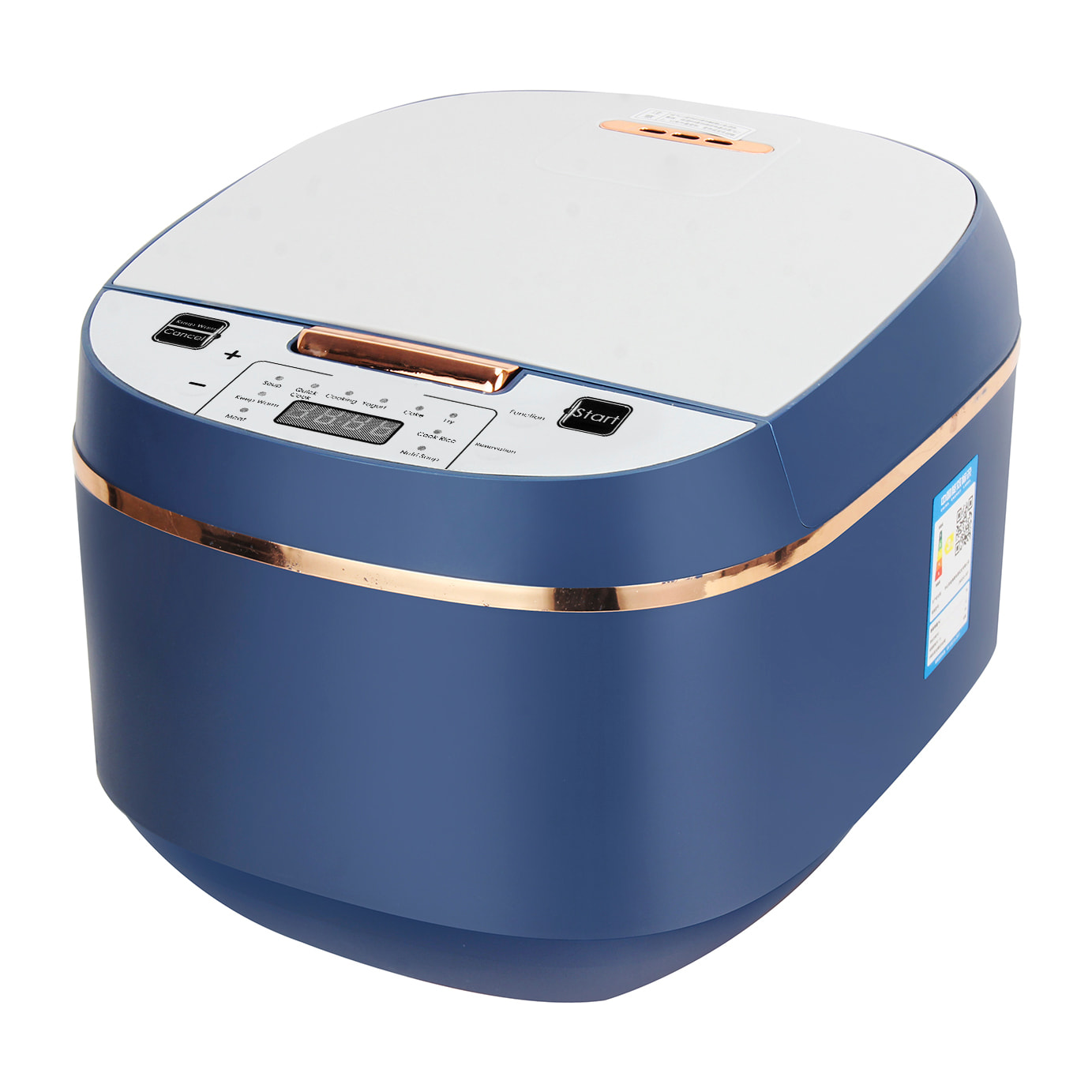 Arrocera eléctrica de calor tridimensional y 900W. Funciones y programas de cocina pregrabados. Cuenco antiadherente de 5 capas y con 5L de capacidad.