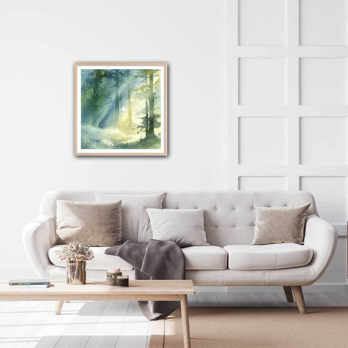 Affiche Bosquet ombragé Affiche + cadre en bois - Chêne