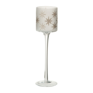 J-Line bougeoir Sur Pied Etoile - verre - blanc/or - small