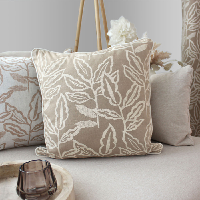 Coussin déhoussable en coton recyclé Chambray - Naturel