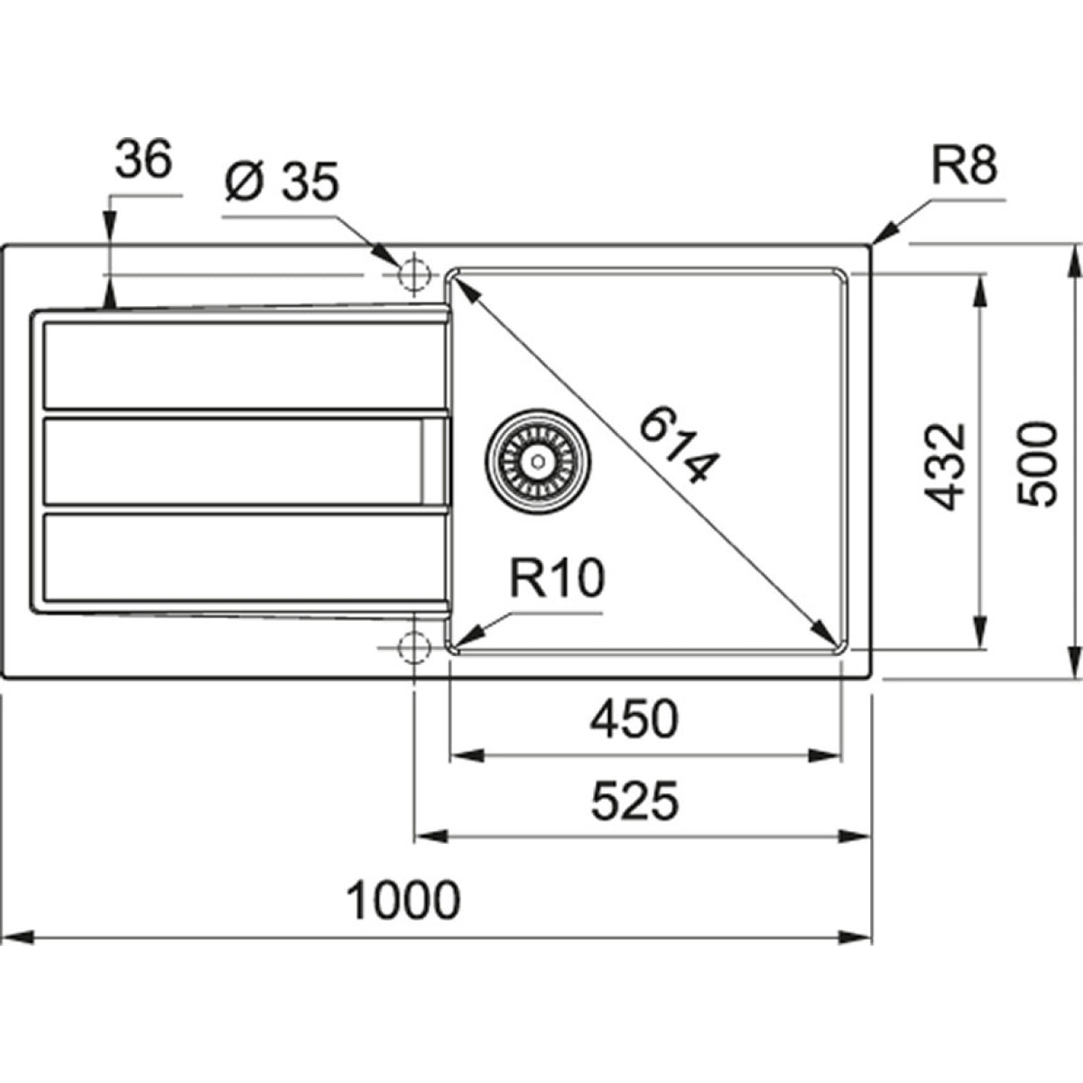 S2D Evier à encastrer 100×50cm 1 bac avec égouttoir, Tectonite, Onyx + Mitigeur avec douchette extractible, Noir mat