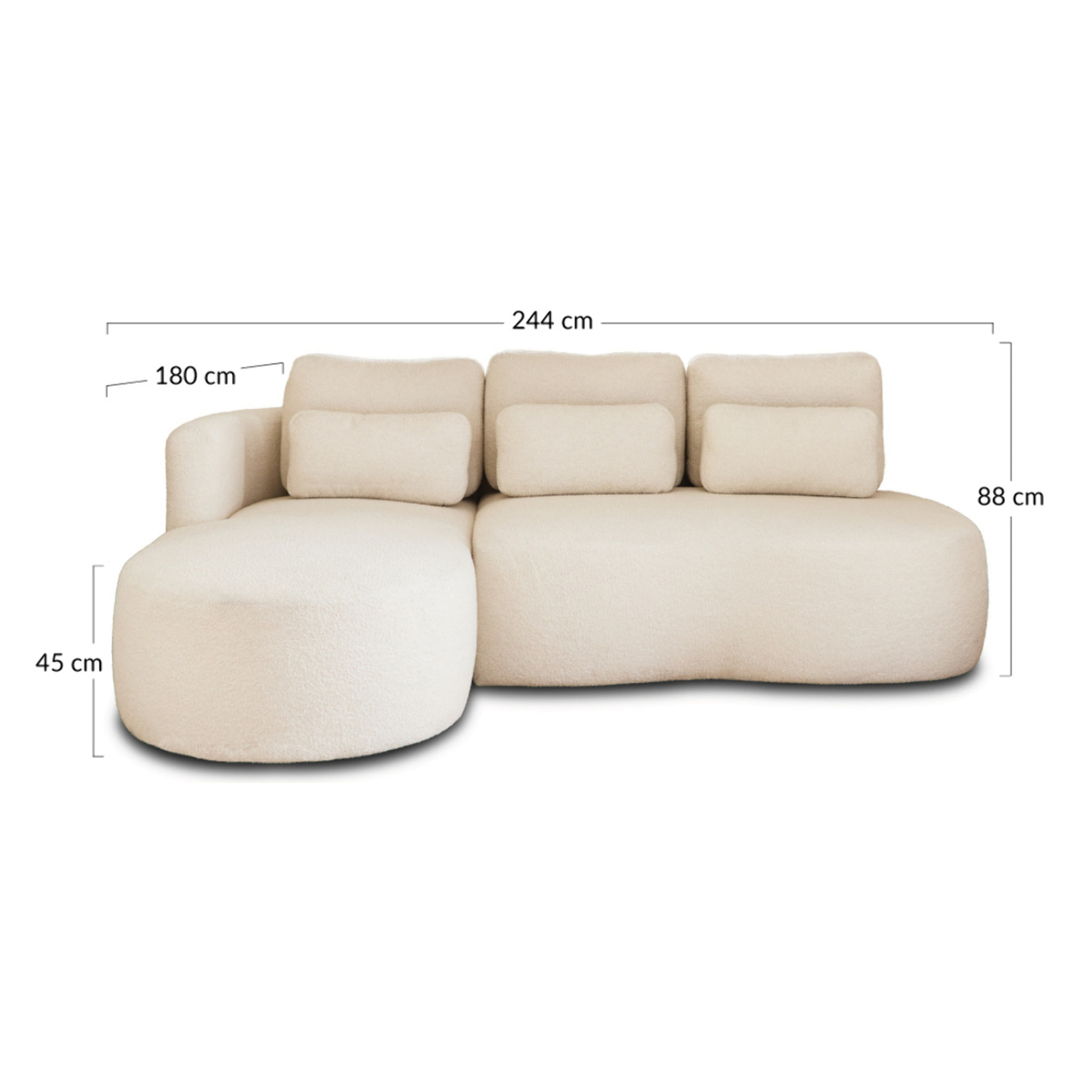 Mahina - canapé d'angle gauche - 4 places - convertible avec coffre - en tissu bouclette - Jaune