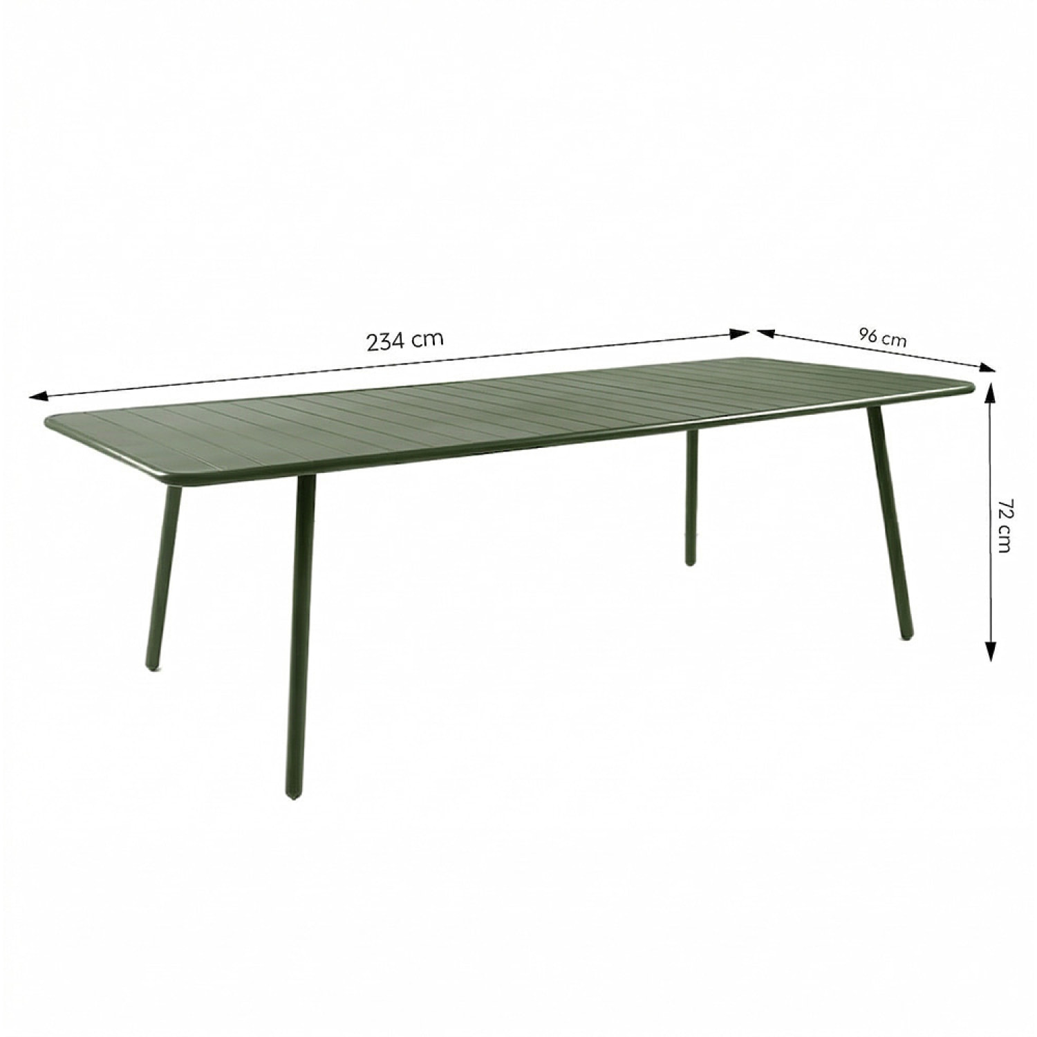 Ensemble table de jardin 234 cm et 10 chaises vert EVORA