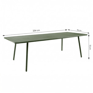 Ensemble table de jardin 234 cm et 10 chaises vert EVORA