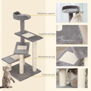 árbol Gatos de Terciopelo y Sisal 48x48x99,5cm Beige y Gris